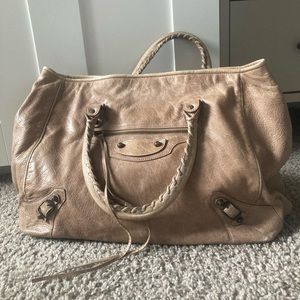 Authentic Balenciaga Light brown Leather Tote Bag